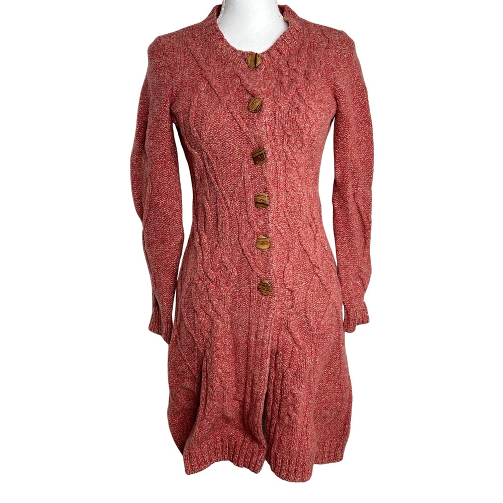 Anthropologie Far Away from Close Coiled Cableknit Sweater Coat  Cardigan Size S